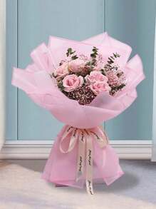 10/20/40pcs Translucent Flower Wrapping Paper, Solid Color Matte Flower Bouquet Black Border Waterproof Flower Gift Wrap For DIY Crafts, Suitable For Valentine's Day, Mother's Day, Wedding, Birthday, Graduation, Bridal Shower, Anniversary - Pink - View 12