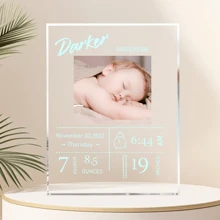 LICVIC 1pc Custom Acrylic Baby Announcement, Customized Baby Name/Text Memorial Plaque, Personalized Birth Announcement Sign, Acrylic Photo Plaque, Personalized Acrylic With Photos And Text, 12x16cm, Back To School