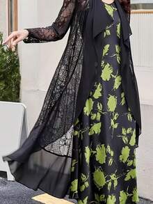 1pc Women's Elegant Plain Lace Open Front Kimono, Casual Yet Stylish For Everyday Wear, For Summer Beach Vacation