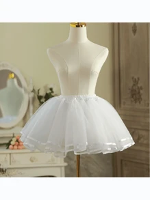 1pc Polyester Mini Lolita Petticoat Skirt, 35cm, Daily Soft Mesh 3-Layers Underskirt, Suitable For All Seasons