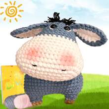 DIY 自制动物套装，情人节卡通驴毛绒套装钩针套装适合刚接触钩针工艺装饰的初学者，配有分步说明，指南清晰易懂，包括足够的纱钩配件（配件颜色随机） - 杏色 - 查看 6