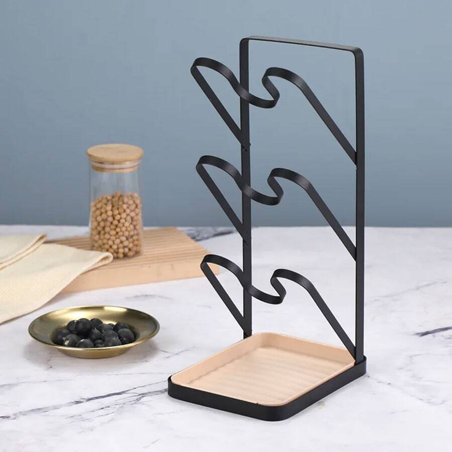 NetHong 3 Tiers Pot Lid Rack Holder Organizer Kitchen Spoon Rest Holder Pan Racks Stand - Black - View 1
