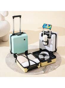 14-Inch Mini Suitcase, 20*30*40cm Carry-On Travel Trolley Case, Spring/Autumn Airline Low-Cost Airline Free Check-In, Lightweight Lockable Case - Baby Blue - View 3