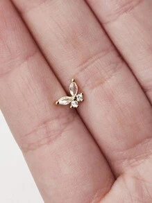 1pc Light Luxury Elegant Butterfly Style L Rod Nose Stud Micro Inlay Zirconia Piercing Nose Stud Ladies Girls Gift Jewelry