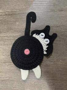 1 Knitted Cat Coaster, Creative Cute Cat Butt Coaster, Home Dining Table, Office Desk Coaster, Insulation Mat, Coffee Cup, Tea Cup, Water Cup Mat, Dining Mat, Home Decoration Mat
