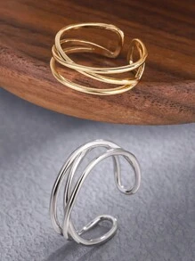 1pc Minimalist 925 Sterling Silver Water Drop Rings For Women Couples Engagement Jewelry Adjustable Ring Party Accessories Gift - Cross Open Ring - View 2