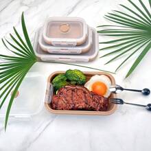 1 pieza Fiambrera plegable de silicona, recipiente de almacenamiento de alimentos con tapa sellada, conjunto de recipiente plegable con ventilación para mantener los alimentos frescos, a prueba de microondas, recipiente de almacenamiento de alimentos, utensilio de cocina
