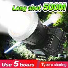 Faro frontal LED súper brillante y potente XPG con alta luminosidad para exteriores, pesca, 3 modos, recargable, alta luminosidad, batería incorporada, ideal para caza, campamento, con linterna zoom COB