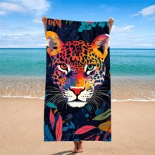 1 pièce Serviette de plage en fibre ultra-fine à motif de point, serviette de plage à séchage rapide, serviette absorbante pour la transpiration quotidienne, serviette de bain à impression numérique pour la plage, l'hôtel, la natation, les activités de plein air et la fitness. Grande serviette de bain