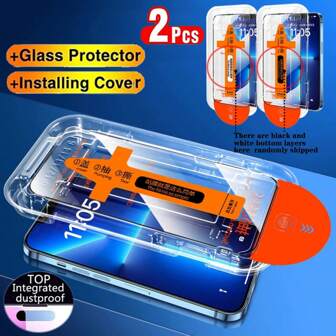 2片装全覆盖钢化玻璃屏幕保护膜，9H硬度，防刮花，防油涂层，兼容苹果17 Pro/17 Pro Max、Air、17、16E、16 Pro、16 Pro Max、16 Plus、16、15 Pro、15 Pro Max、15 Plus、15、14 Pro、14 Pro Max、14 Plus、14、13 Pro、13 Pro Max、13、12 Pro、12 Pro Max、12、11 Pro Max、11、11 Pro、XS Max、XR、XS、X