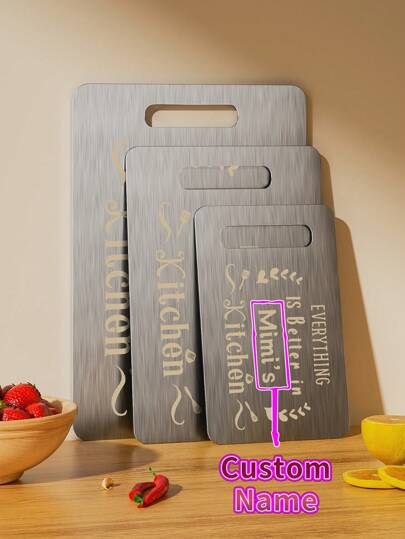 1pc Personalized Carving Board, Engraved Kitchen Chopping Block, Durable With Custom Design For Home Decor, Unique Gift Idea
