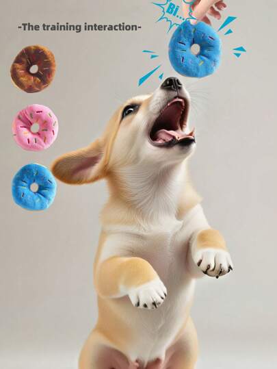 1 Pet Plush Toys, Dog Toys, Simulated Donut Cookies, Dog Favorite Chew Toys, Suitable For Teddy Bears, Corgis, Small Dogs Chew