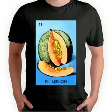 Playera Negra Hombre El melón Casual 100% Algodón - Negro - Ver 3