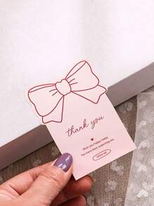 10/50 piezas Etiquetas adhesivas con moño rosa para agradecer, etiquetas decorativas para sellar cajas de regalo, paquetes de hornear y embalaje de negocios - Rosa - Ver 3