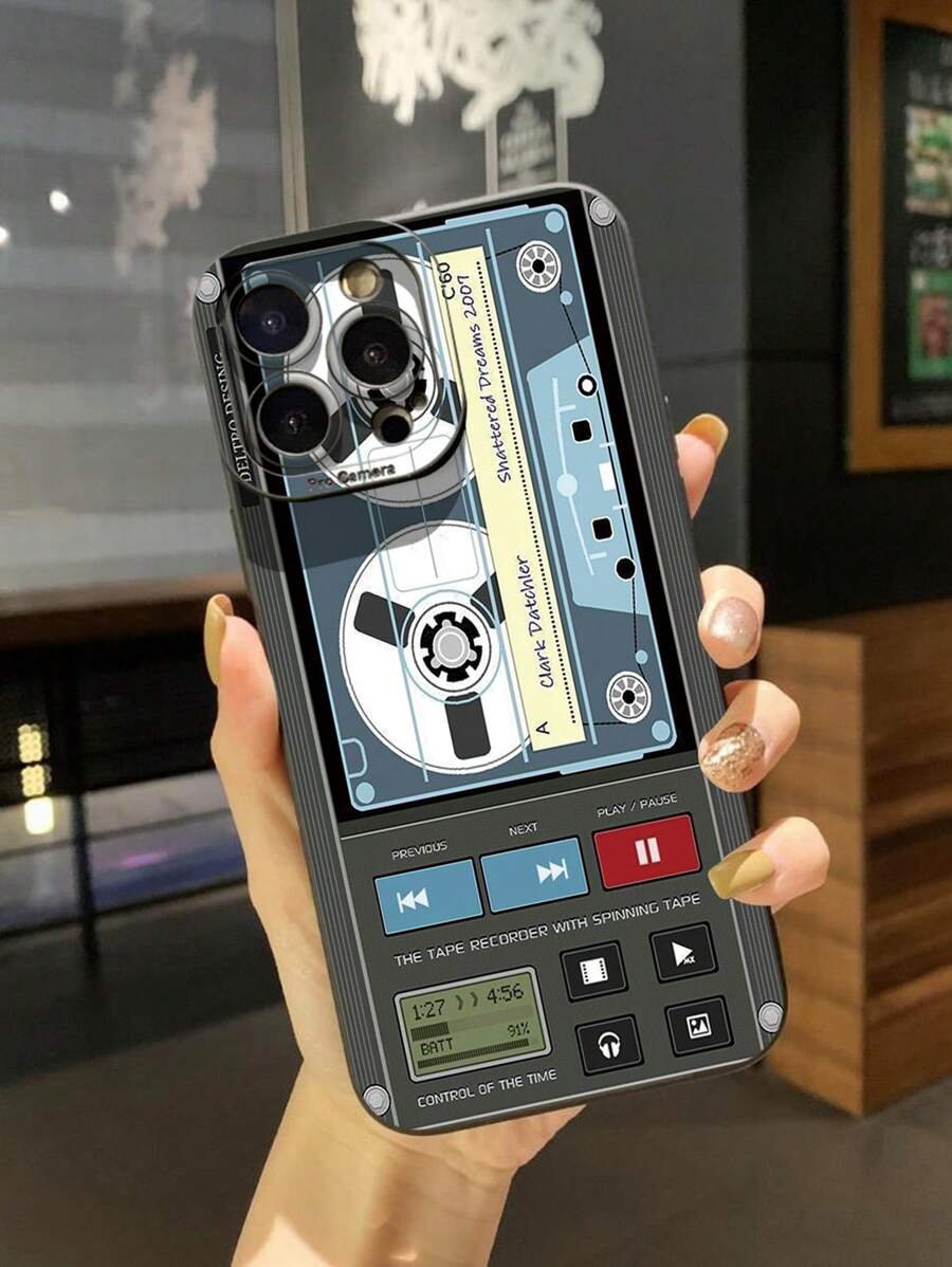 1 个磁带录音机相机防摔手机壳,兼容 Iphone/Galaxy/Infinix/Redmi/OPPO/VIVO//Realme - 黑色 - 查看 1