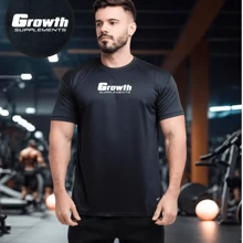 Men's Dry Fit Shirt - GROWTH 01 MODEL - Gym, Running, CrossFit, , Lightweight Anti-Odor Fabric - High Durability - Black - View 2