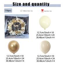 116 个白色和金色气球拱门花环套件，象牙白、沙白色配金属镀铬香槟金乳胶气球，适用于波西米亚风、婚礼、新娘送礼会、订婚、周年纪念、生日装饰背景 - 彩色 - 查看 4