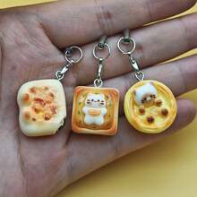 3PCS Set Super Cute Japanese Style Cat Bread Phone Charms: Kitten Toast Keychains, Adorable Bag Pendant, Perfect Gift