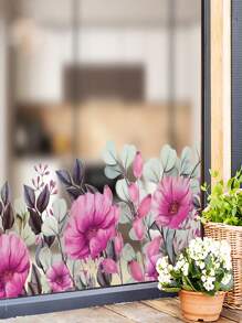 Romantic Flower Sticker, Window Glass Decorative Film, Bathroom Translucent Self-Adhesive Glass Sticker Cabinet Sticker