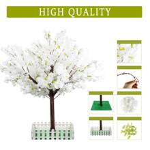 1 árbol de cerezo artificial, árbol de cerezo blanco artificial, árboles artificiales hechos a mano para decoración del hogar, interior, exterior, fiesta, oficina, boda, Navidad - Blanco - Ver 7