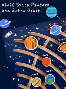 可移动太阳系拼图，适合 3-6 岁儿童，儿童木制太空玩具，适合学龄前儿童的行星学习活动，适合男孩、女孩的礼物 - 彩色 - 查看 6