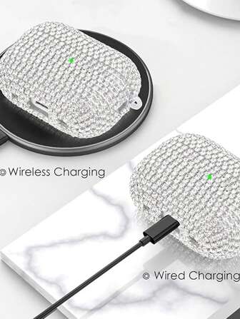 1pc Bling Glitter Star Rhinestone + Gold Lobster Circle Case Compatible With Apple 1/2/3, Rhinestone Decorative Protective Case Compatible With Airpods Pro/Pro 2, New 4th Gen