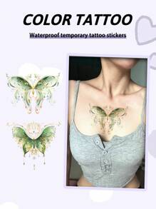 1Pc Butterfly Temporary Tattoos Waterproof Sweatproof Realistic Faux Fake Tattoos For Woman And Men Tattoo Stickers For Arm, Chest, Leg, Abdomen, Waist Modernist Body Art