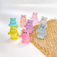 8/16/30Pcs Luminous Mini Resin Hippopotamus Miniature Figures Tiny Hippopotamus For DIY Fairy Garden Micro Landscape Aquarium Plants Ornament Decoration Teenager Party Toys(Random Color)