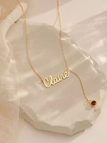 Personalized Birthstone Name Necklace, Custom Silver Stainless Steel Name Necklace, Script Name Necklaces, Mum Necklace, Personalized Christmas Gift For Her Valentine's Day Gift