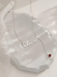 Personalized Birthstone Name Necklace, Custom Silver Stainless Steel Name Necklace, Script Name Necklaces, Mum Necklace, Personalized Christmas Gift For Her Valentine's Day Gift