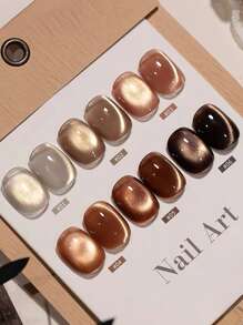 MISS SHAKA 10ml Autumn Moon Night Cat Eye Gel Nail Polish Nail Art Nail Salon Special For Autumn And Winter Black Clever Amber Brown Glass Bead Nail Gel Nail Supplies Christmas Nails