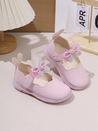 女童时尚可爱纯色软底平底带灯鞋，轻便防滑玛丽珍鞋，适合春夏季