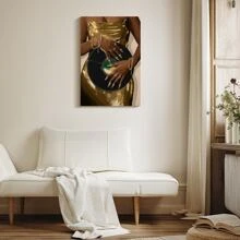 1 Pc Framed Canvas Women Wall Art Fashion Women Pictures Wall Decor Woman Paintings Portrait Canvas Prints Artwork For Living Room Bathroom Bedroom - 黑色 - 查看 4