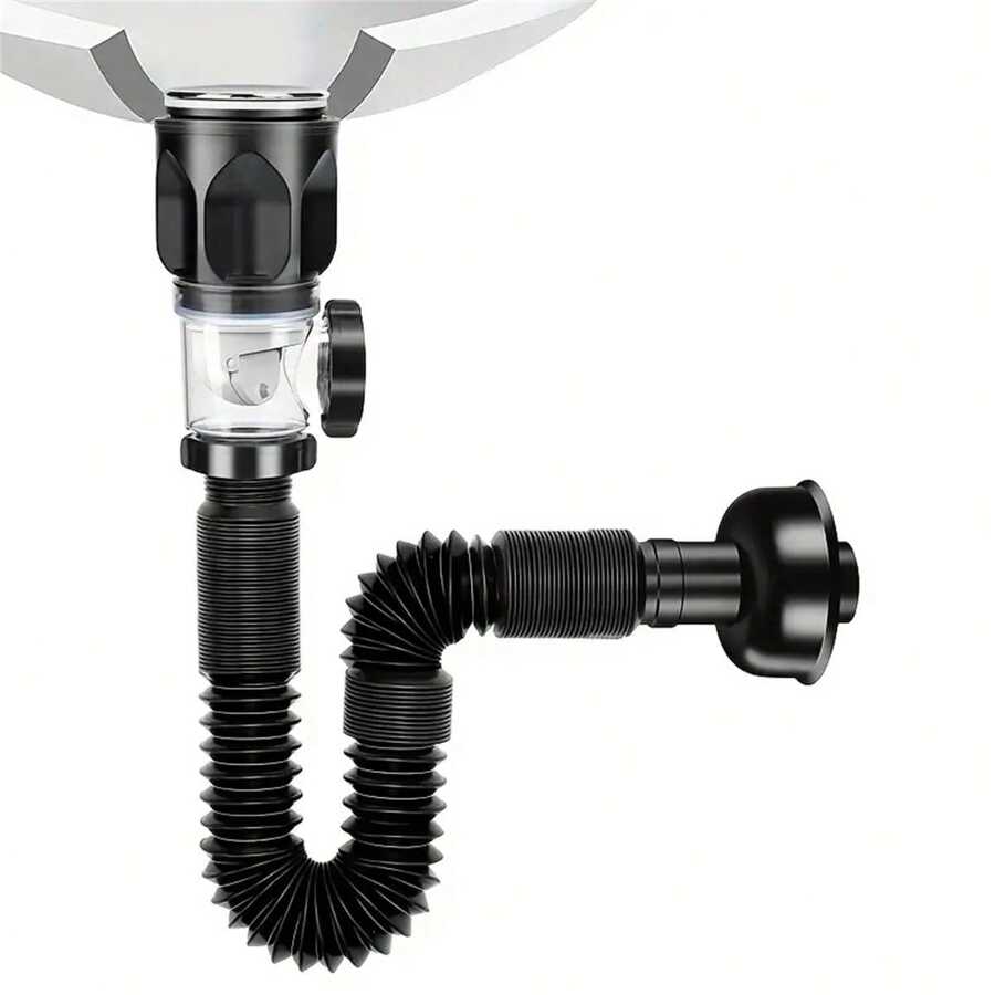 1 Peça Tubo de Drenagem Telescópico de Pia de Fácil Instalação, Tubo de Drenagem Universal de Banheiro/Cozinha, Drenagem Rápida Anti-Odor, Design Anti-Mosquito, Tubo de Drenagem de Pia de Cerâmica Expansível