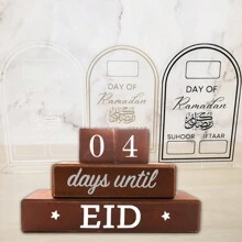 Wooden Cubic Countdown Calendar Decor, Holiday Home Tabletop Decoration E-I-D