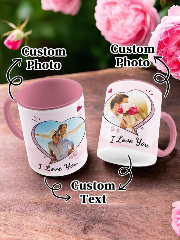 1 pieza Taza personalizada de 11 onzas para el Día de San Valentín, tazas de agua/café para parejas con diseños de corazón. Tazas de agua que se pueden personalizar con múltiples fotos y texto. Tazas románticas para parejas, tazas de bebida personalizadas, tazas de café personalizadas para parejas. Son regalos creativos para amigos, mejores amigos y familiares. También son regalos especiales de amor para parejas en el Día de San Valentín y en ocasiones de aniversario.