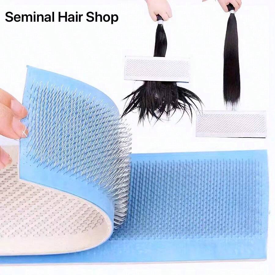 Bộ 2 miếng thảm vẽ tóc, thảm vẽ tóc nối, dụng cụ duỗi tóc, kích thước 24*9cm (9,5*3,6 inch) - Màu xanh lam - Xem 1