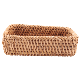 Rectangular Rattan Basket, Hand-Knitted Storage Basket, Fruit, Snacks, Cosmetics, Kitchen, Household Storage Tools