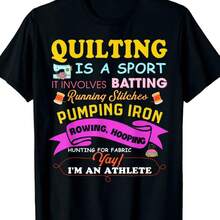 Quilting Is A Sport Funny Quilt Sayings Sewer Quilter T-Shirt - Black - View 1