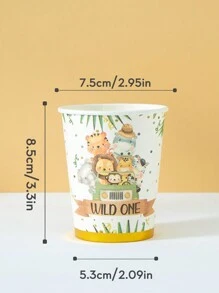 10 Stück/25 Stück Einweg-Papierbecher, Papierbecher mit Tiermotiv für 1. Geburtstag, geeignet für Geburtstagsfeier, Familientreffen, Picknick, Partydekoration
