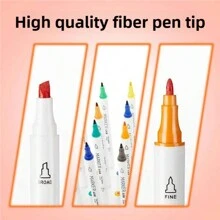 Set de stylos-feutres à double pointe à base d'huile - 12 couleurs/18 couleurs/24 couleurs/36 couleurs/48 couleurs en option. Indispensable pour les carnets de dessin, avec des couleurs vives, un séchage rapide, imperméable et résistant à la décoloration. Conception professionnelle, convient pour les cahiers, les bandes dessinées, le graffiti, le design, l'écriture, le marquage. Long-lasting et durable, livré avec un boîtier de rangement portable transparent. Sans danger pour les enfants. Un cadeau créatif idéal pour la rentrée scolaire