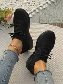 Mesh Slip-On Athletic Sneakers, Women's Soft Bottom Lightweight Thick Sole Platform Breathable Running Casual Shoes