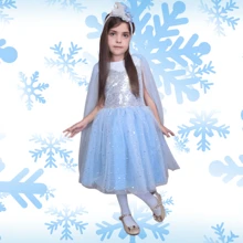 VESTIDO PARA CUMPLEAÑOS CALIDAD PREMIUM INSPIRACION PRINCESA - Azul - Ver 1