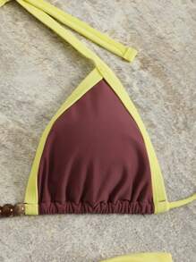 Bikini gợi cảm hở lưng, kiểu dáng tối giản dành cho nữ, đồ bơi đi biển, kỳ nghỉ hè. - Cà phê nâu - Xem 5