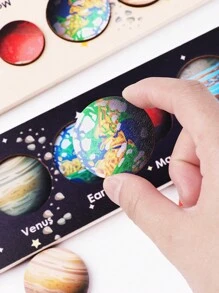 可移动太阳系拼图，适合 3-6 岁儿童，儿童木制太空玩具，适合学龄前儿童的行星学习活动，适合男孩、女孩的礼物 - 彩色 - 查看 8