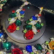 Juego de joyas de lujo para mujer, set de 3 piezas que incluye collar y aretes, adecuado para novia, boda, banquete y ocasiones formales