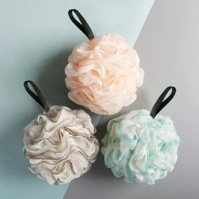 3-Color Floral Luxury Large Shower Loofah, Soft Cute Bathing Ball Girl Exfoliating Sponge Bathtub Accessories