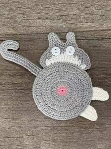 1 Knitted Cat Coaster, Creative Cute Cat Butt Coaster, Home Dining Table, Office Desk Coaster, Insulation Mat, Coffee Cup, Tea Cup, Water Cup Mat, Dining Mat, Home Decoration Mat