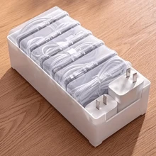1 Set de cajas organizadoras de cables translúcidas, caja organizadora de cables compacta, gestión sencilla de cables para cables de datos y cargadores, sistema de gestión de cables de carga - solución sin enredos para el escritorio en el hogar y la oficina