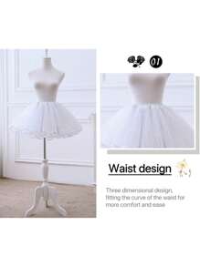 1pc Polyester Mini Lolita Petticoat Skirt, 35cm, Daily Soft Mesh 3-Layers Underskirt, Suitable For All Seasons